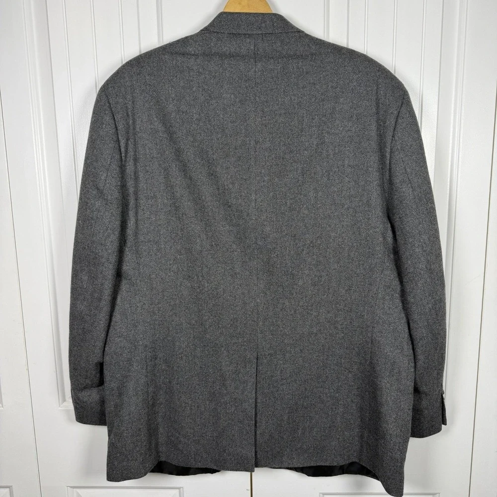 Lauren Ralph Lauren Blazer Mens 48R Gray Herringbone Wool Cashmere Paisley Lined